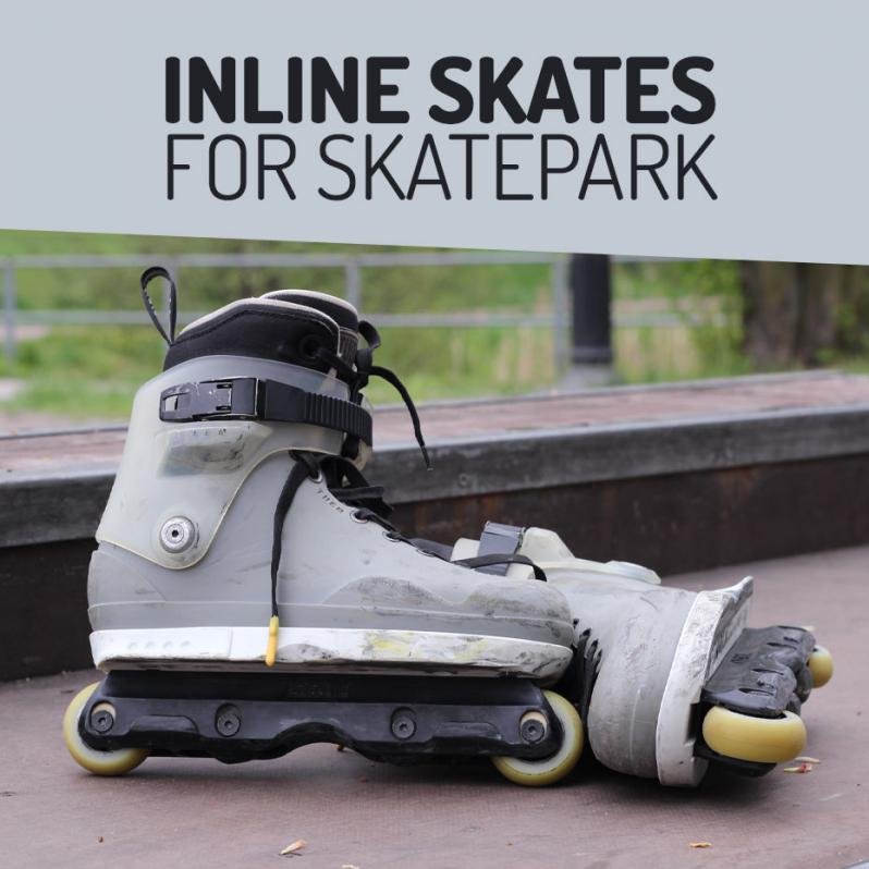 Essential elements of an aggressive inline skating setup used in skateparks