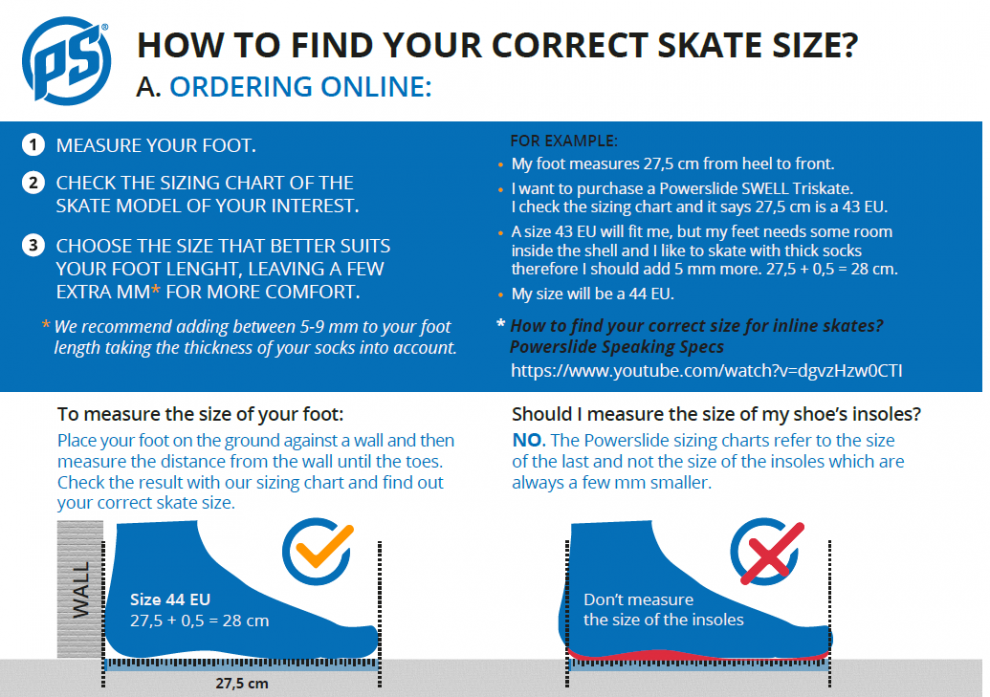 How to find your correct Powerslide skate size