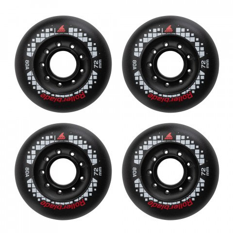 Wheels - Rollerblade Apex 72mm/80A - Black (4 pcs.) Inline Skate Wheels - Photo 1