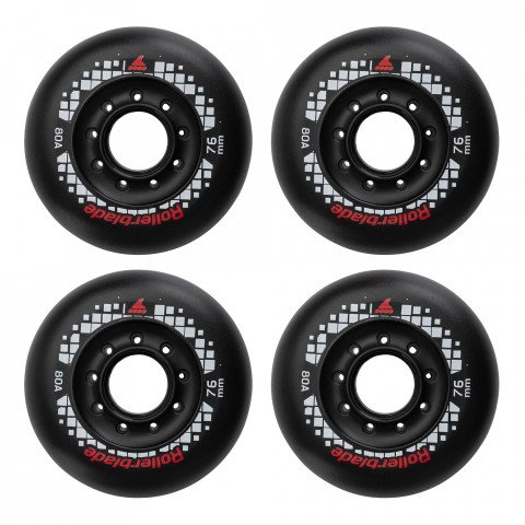 Wheels - Rollerblade Apex 76mm/80A - Black (4 pcs.) Inline Skate Wheels - Photo 1