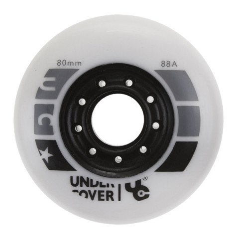 Wheels - Undercover Powerblading 80mm/88a - White/Black Inline Skate Wheels - Photo 1