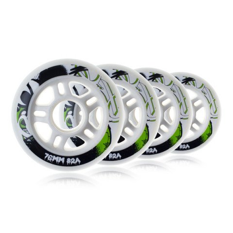 Special Deals - Powerslide Slim 76mm/82a - White Green Inline Skate Wheels - Photo 1