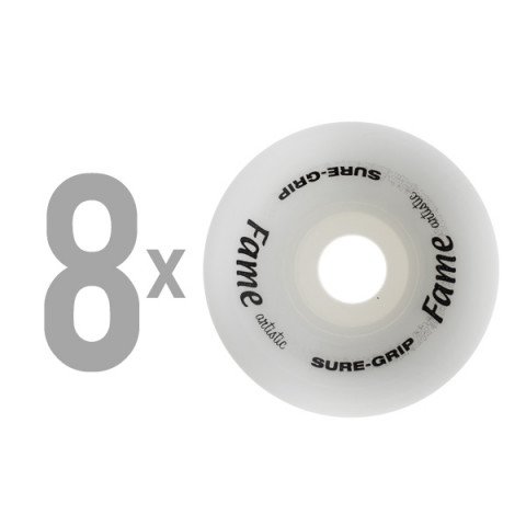 Wheels - Sure Grip - Fame White 57mm x 32mm/95a Inline Skate Wheels - Photo 1