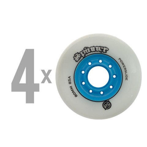 Special Deals - Powerslide - Spinner Wheels 80mm/85A (4 pcs.) - Blue/White Inline Skate Wheels - Photo 1