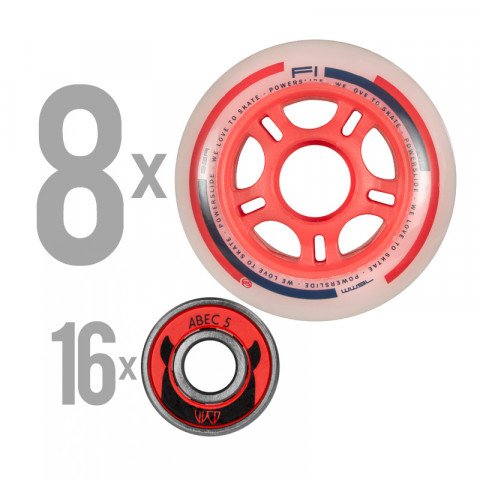 Special Deals - Powerslide - F1 Wheels Set (8x76mm, Abec 5, 8mm Spacer) - Red Inline Skate Wheels - Photo 1