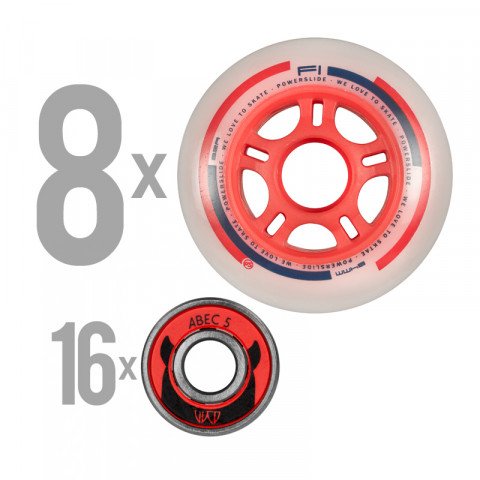 Special Deals - Powerslide - F1 Wheels Set (8x84mm, Abec 5, 8mm Spacer) - Red Inline Skate Wheels - Photo 1