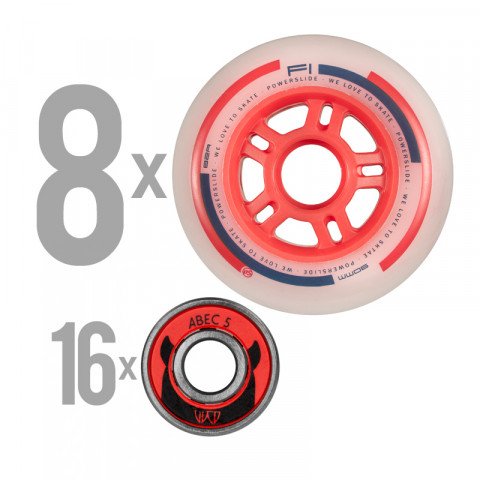 Special Deals - Powerslide - F1 Wheels Set (8x90mm, Abec 5, 8mm Spacer) - Red Inline Skate Wheels - Photo 1