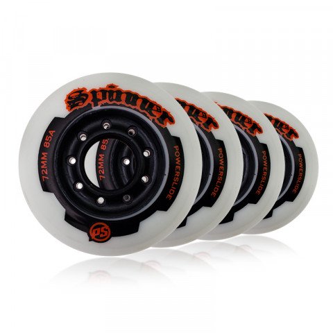 Special Deals - Powerslide - Spinner Wheels 72mm/85A (4 pcs.) - White/Orange Inline Skate Wheels - Photo 1
