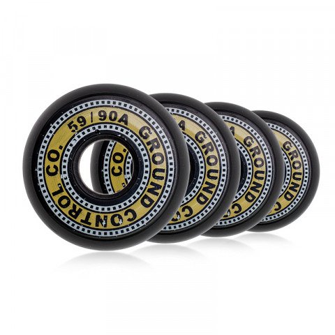 Wheels - Ground Control - Black/Yellow 59mm/90a Inline Skate Wheels - Photo 1