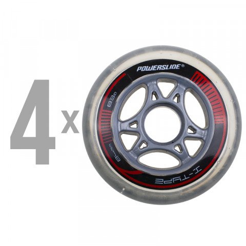 Special Deals - Powerslide - X-Type 84mm/83a - Transparent/Red (4 pcs.) Inline Skate Wheels - Photo 1