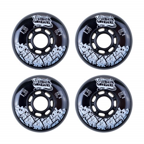 Wheels - FR Street Invaders 80mm/84a - Black (4 pcs.) Inline Skate Wheels - Photo 1