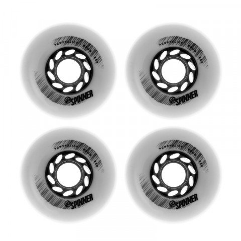 Wheels - Powerslide Spinner 80mm/88a Bullet Profile - White (4 pcs.) Inline Skate Wheels - Photo 1