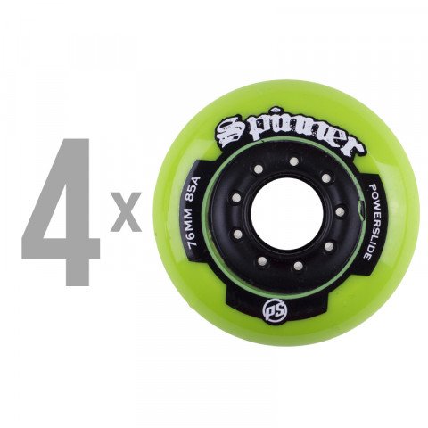 Special Deals - Powerslide - Spinner 76mm/85a - Black/Green (4 pcs.) Inline Skate Wheels - Photo 1