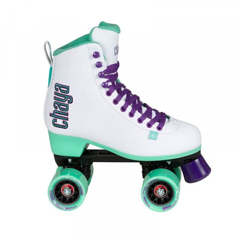 Chaya New Melrose White and Teal Quad Indoor/Outdoor Roller Skates 