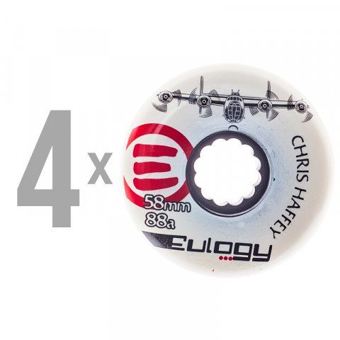 Wheels - Eulogy - Chris Haffey Plane Signature Pro 58mm/88a Inline Skate Wheels - Photo 1