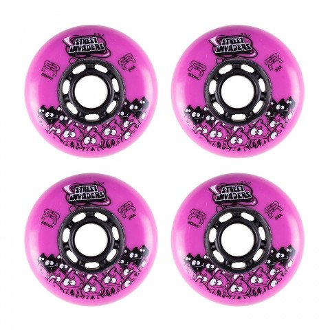 Wheels - FR Street Invaders 80mm/84a - Pink (4 pcs.) Inline Skate Wheels - Photo 1