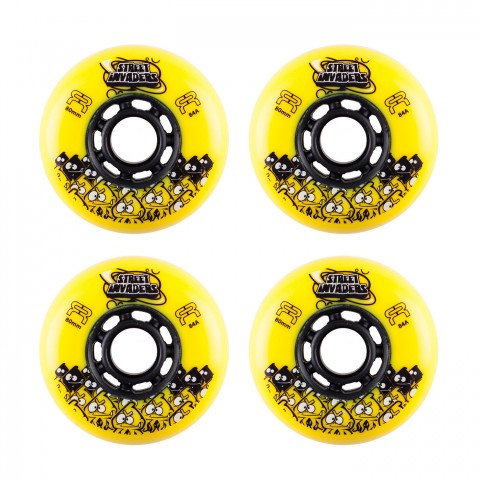 Wheels - FR Street Invaders 80mm/84a - Yellow (4 pcs.) Inline Skate Wheels - Photo 1