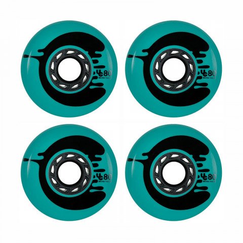 Wheels - Undercover - Cosmic Rosche 80mm/88a Full Profile - Turquoise (4 pcs.) Inline Skate Wheels - Photo 1