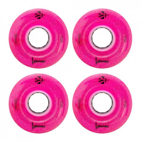 Wheels - Luminous LED Quad 58mm/78a - Gliter Pink (4 pcs.) Roller Skate Wheels - Photo 1