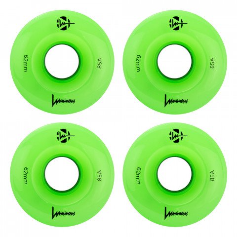 Wheels - Luminous 6LED Quad 62mm/85a - Green Apple/Glow (4) Roller Skate Wheels - Photo 1