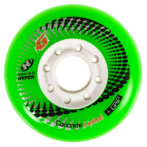 Wheels - Hyper Concrete +G 80mm/84a LTD - Green White Inline Skate Wheels - Photo 1