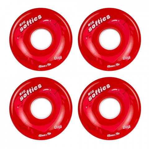 Wheels - Chaya Big Softies 65mm x 37mm/78a - Clear Red Roller Skate Wheels - Photo 1