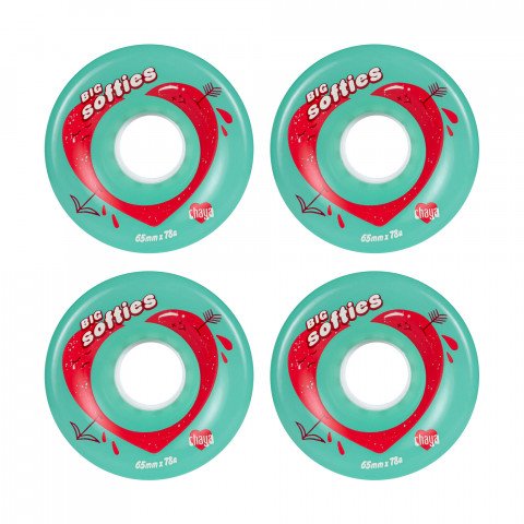 Wheels - Chaya Big Softies 65mm x 37mm/78a - Clear Teal Roller Skate Wheels - Photo 1