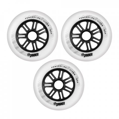 Wheels - Powerslide Spinner 110mm/88a - White (3 pcs.) Inline Skate Wheels - Photo 1