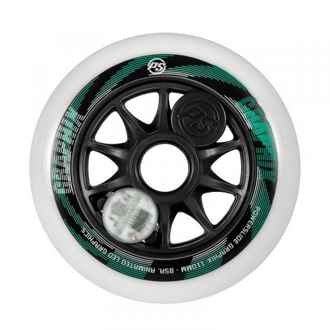 Wheels - Powerslide Graphix Wheel 110mm/85a - White Left (1 szt.) Inline Skate Wheels - Photo 1
