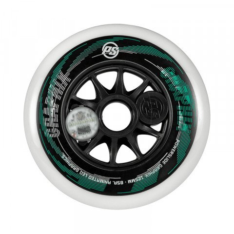 Wheels - Powerslide Graphix Wheel 125mm/85a - White Left (1 szt.) Inline Skate Wheels - Photo 1