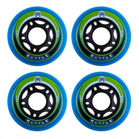 Wheels - FR EZX 64mm/85a - Blue/Green (4 pcs.) Inline Skate Wheels - Photo 1