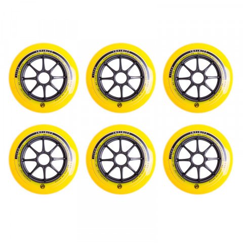 Wheels - Powerslide Infinity 125mm/83a - Yellow/Black (6 pcs.) Inline Skate Wheels - Photo 1