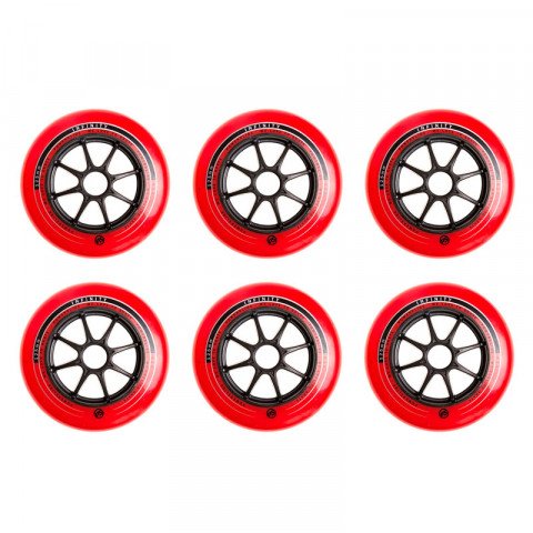 Wheels - Powerslide Infinity 125mm/83a - Red/Black (6 pcs.) Inline Skate Wheels - Photo 1