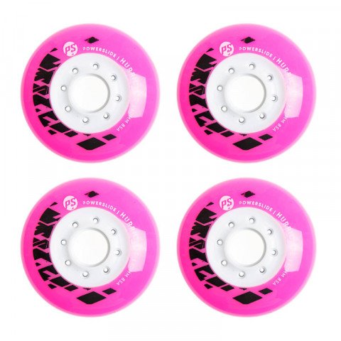 Wheels - Powerslide Hurricane 80mm/85a - Pink/White (4 pcs.) Inline Skate Wheels - Photo 1