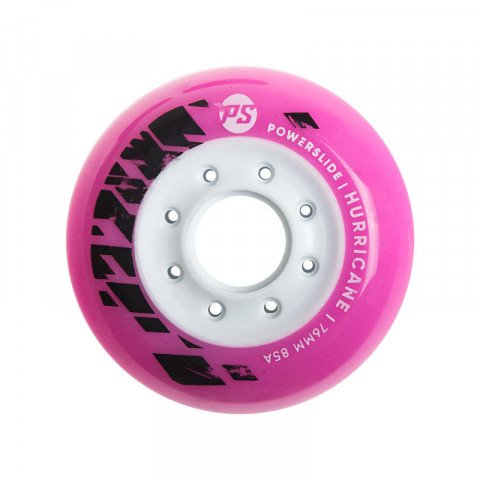 Wheels - Powerslide Hurricane 76mm/85a - Pink/White (1 pcs.) Inline Skate Wheels - Photo 1