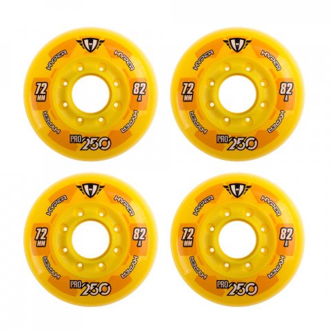 Wheels - Hyper PRO250 72mm/82a - Yellow/Yellow (4 pcs.) Inline Skate Wheels - Photo 1