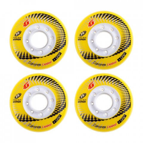 Wheels - Hyper Concrete +G 72mm/84a - Yellow/White (4 pcs.) Inline Skate Wheels - Photo 1