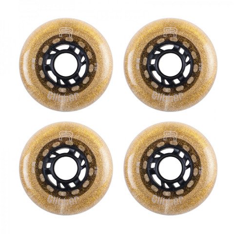 Wheels - FR Glitter 80mm/85a - Gold (4 pcs.) Inline Skate Wheels - Photo 1