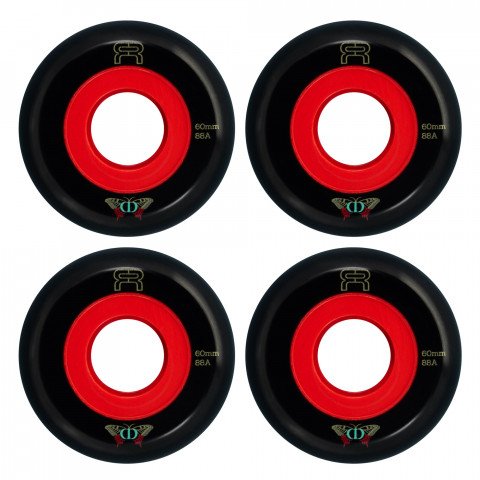 Wheels - FR Round 60mm/88a - Black/Red (4 pcs.) Inline Skate Wheels - Photo 1