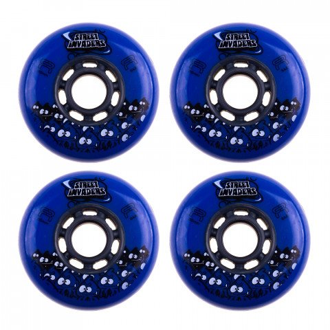 Wheels - FR Street Invaders 80mm/84a - Blue/Grey (4 pcs.) Inline Skate Wheels - Photo 1