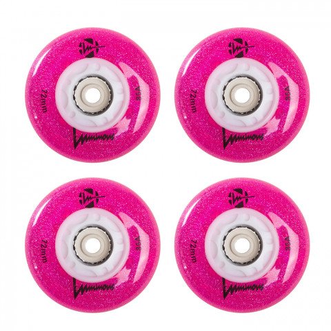 Wheels - Luminous LED 72mm/85a - Glitter Pink (4 pcs.) Inline Skate Wheels - Photo 1
