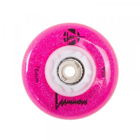 Wheels - Luminous LED 76mm/85a - Glitter Pink Inline Skate Wheels - Photo 1