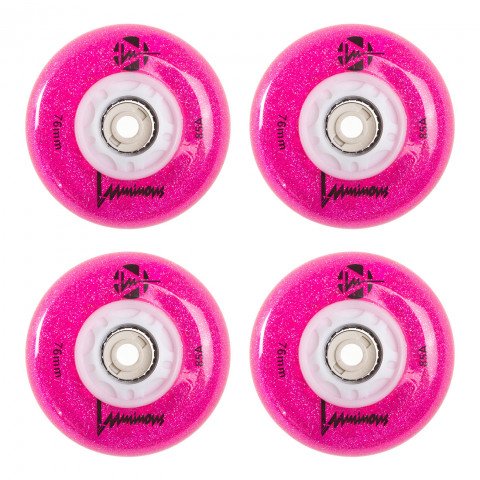 Wheels - Luminous LED 76mm/85a - Glitter Pink (4 pcs.) Inline Skate Wheels - Photo 1