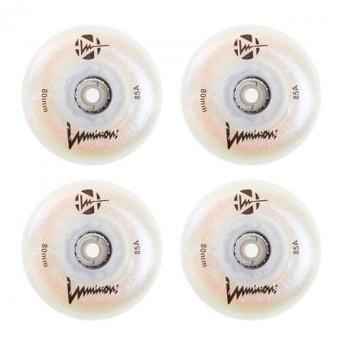 Wheels - Luminous LED 80mm/85a - White Pearl (4 pcs.) Inline Skate Wheels - Photo 1