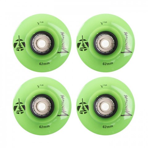 Wheels - Luminous LED Quad 62mm/85a - Green Glow (4 pcs.) Roller Skate Wheels - Photo 1