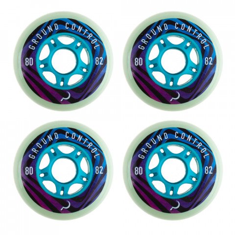 Wheels - Ground Control 80mm/85a Glow - Turquoise (4 pcs.) Inline Skate Wheels - Photo 1