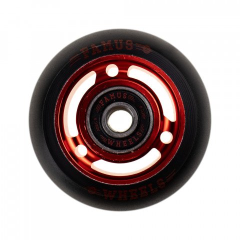 Wheels - Famus 3 Spokes 60mm/90a + Abec 9 - Red/Black (1 pcs.) Inline Skate Wheels - Photo 1