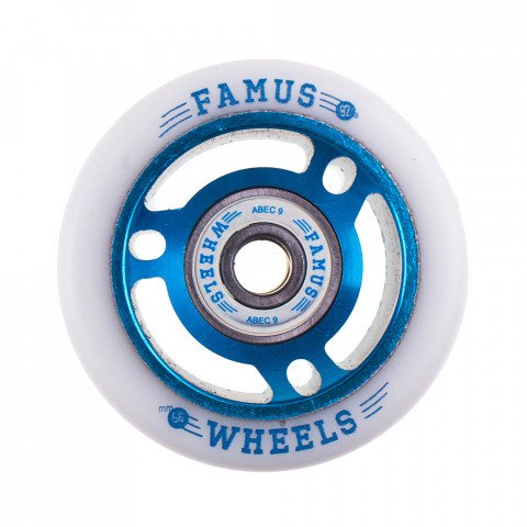Special Deals - Famus 56x29mm/98a + ABEC 9 - Blue/White Roller Skate Wheels - Photo 1