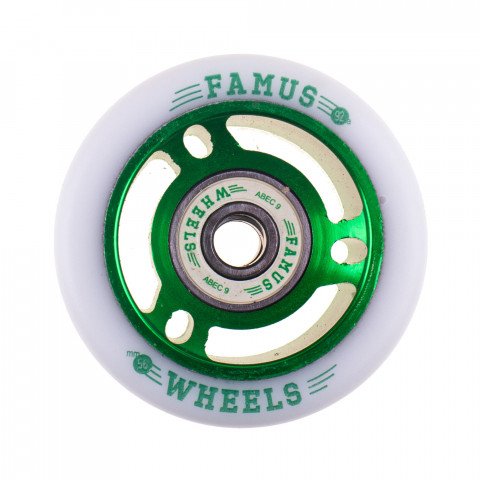 Special Deals - Famus 56x29mm/98a + ABEC 9 - Green/White Roller Skate Wheels - Photo 1