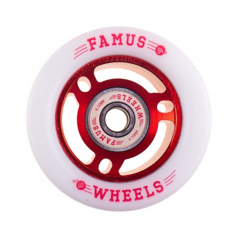 Special Deals - Famus 60x33mm/84a + ABEC 9 - Red/White Roller Skate Wheels - Photo 1